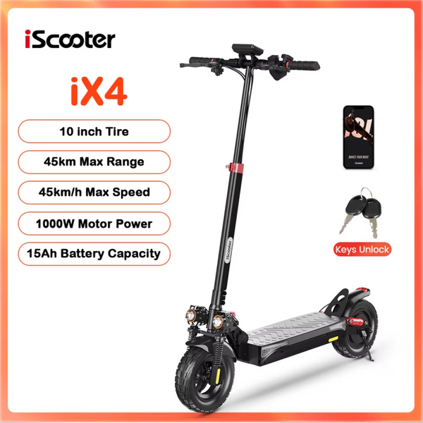 iScooter iX4 Electric Scooter 800W 15Ah Powerful Electric Kick Scooter Anti-skid Off-road Tire 45km Range eScooter 45km/h Speed