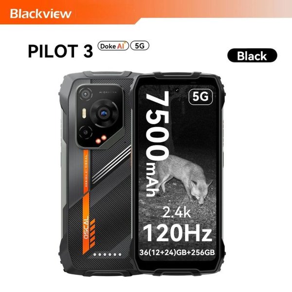 Oscal Pilot 3 5G AI Rugged Smartphone MTK 6300, 6.78" 2.4K Display 120Hz, 12GB 256GB, 7500Amh Phones 【Save Now: $30 Off With Exclusive Code】-image