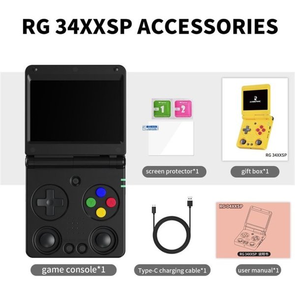 RG34XXSP Retro Video Gaming Player 3.4-inch IPS Screen WiFi/Bluetooth Support Flip Cover 64-Bit PSP Linux Handheld Game Consoles
