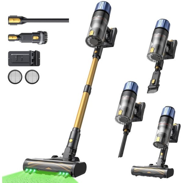 Proscenic P15 Cordless Stick Vacuum Cleaner, 50kPa 580W Powerful Suction, 70min Runtime, Anti-Tangle Brush, 6 Layers Filter