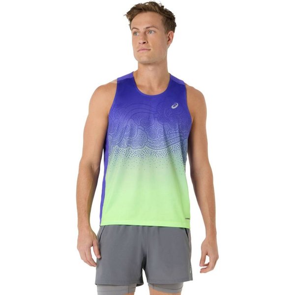 ÄRmelloses Asics Road Fade Shirt Blau GrüN, GrößE S-image
