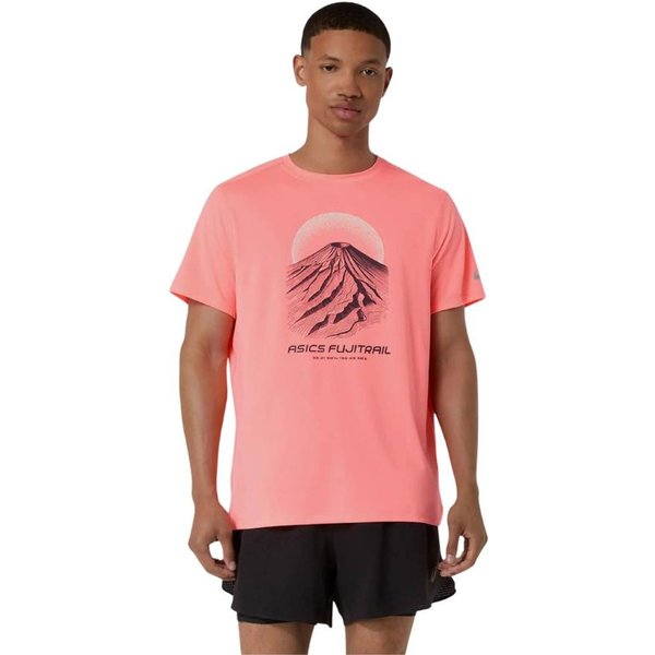 Asics Fujitrail Logo Kurzarm-T-Shirt Rosa Schwarz, GrößE L-image