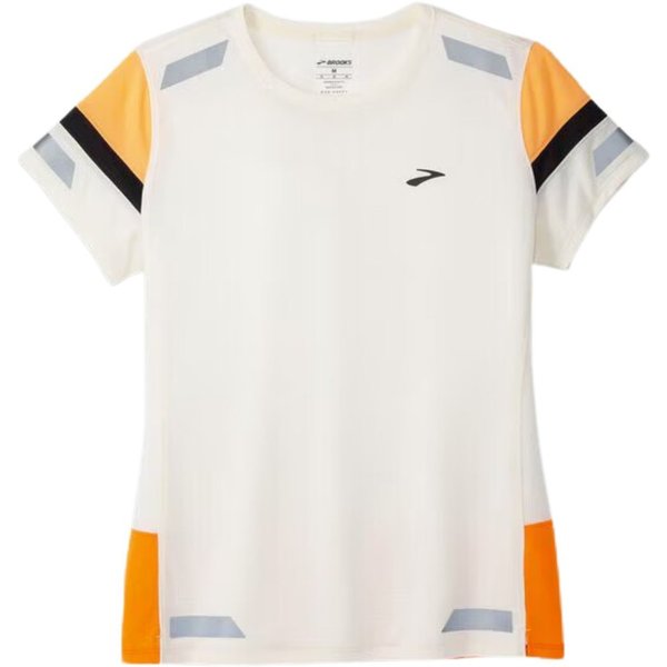 Maglietta A Maniche Corte Donna Brooks Run Visible 2.0 Bianca Arancione, Taglia Xs.-image