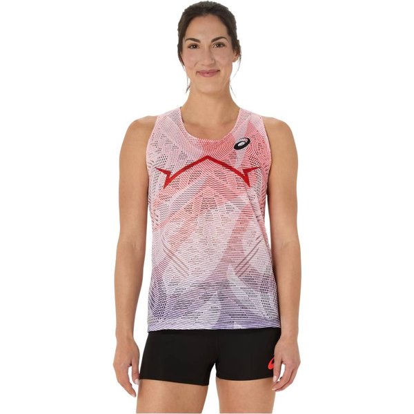 Maglietta Asics Metaspeed Senza Maniche Bianco Rosso Donna, Taglia S-image