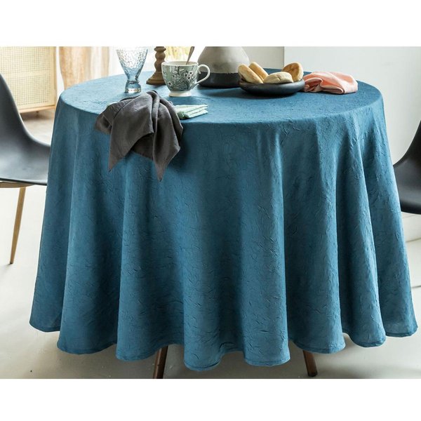 Nappe De Table En Polyester Bleu Canard Effet Froissé - Fontana-image