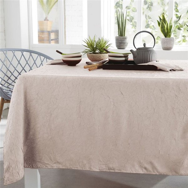 Nappe De Table En Polyester Beige Chanvre Effet Froissé - Fontana-image