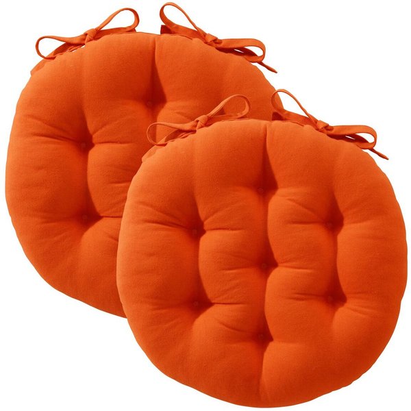 Lot De 2 Galettes De Chaise Seizo CapitonnéE Ronde - Orange Potiron-image
