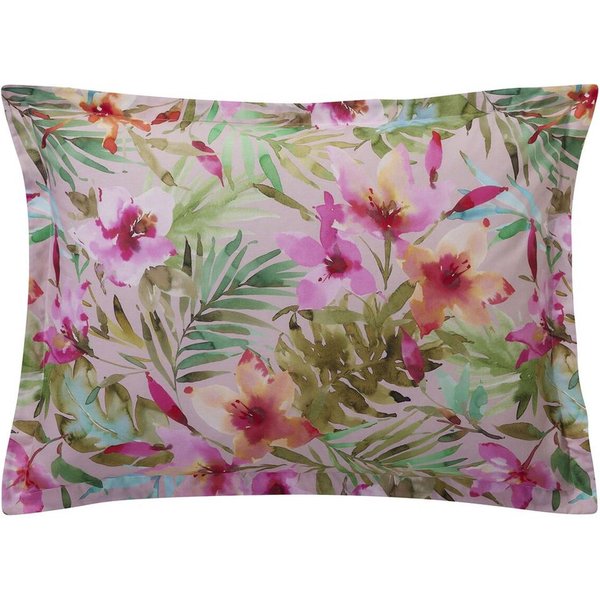 Taie D'oreiller En Coton Vibrante Motif Fleurs Exotiques Multicolores-image
