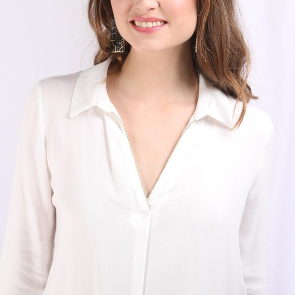 Blouse Manches Longues DéTail Doré Carla En Viscose-image