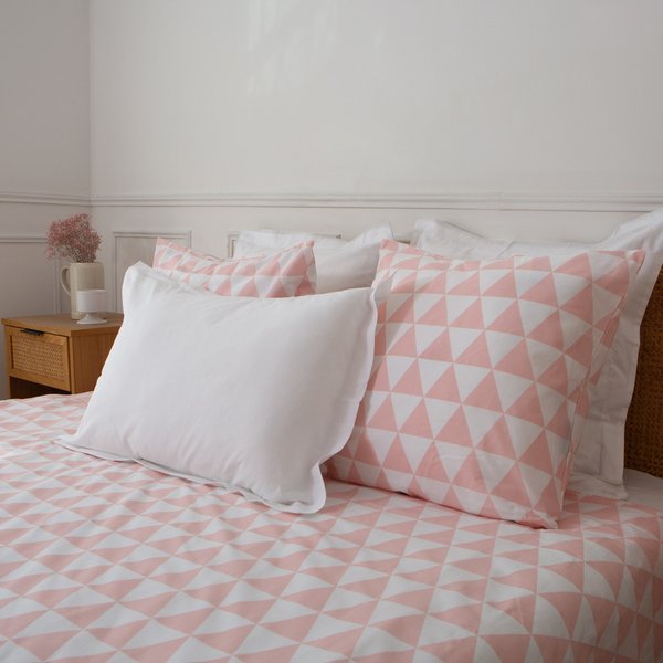Taie D'oreiller, Taie De Traversin En Coton - Lorenz - Rose/Blanc-image