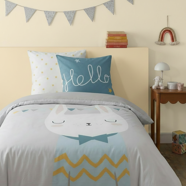 Housse De Couette Coton - Lapinou - Bleu-image