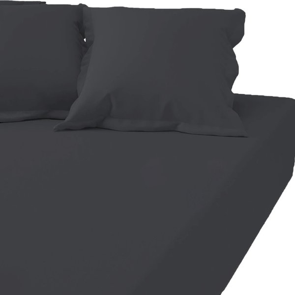 Drap Housse Grand Bonnet Percale De Coton Tertio® - Gris - Anthracite-image