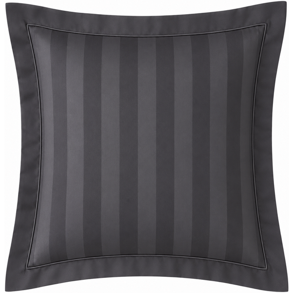 Taie D'oreiller Ou De Traversin Satin De Coton 2 Faces Uni / Rayé Tertio® - Gris - Anthracite-image