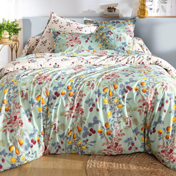 Housse De Couette Percale De Coton Croquer RéVersible Vert D'eau-image