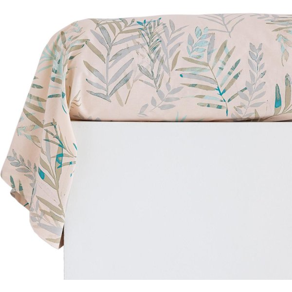 Taie De Traversin Coton Beige Rosé Motif Floral - Collection Eclosion Poetique-image
