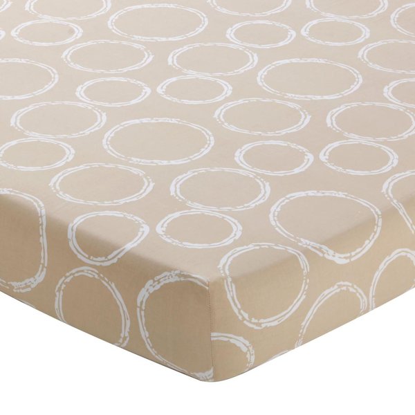 Drap-Housse, Motifs Rayures Et Cercles Expresso Polycoton - Beige-image