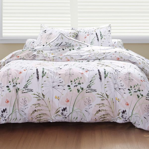 Housse De Couette Percale De Coton Blanc RéVersible Motif Floral Multicolore - Collection Fraicheur-image