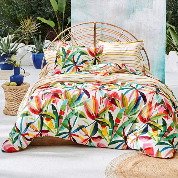 Housse De Couette RéVersible En Coton éCru à Motif Tropical Multicolore - Ipanema-image