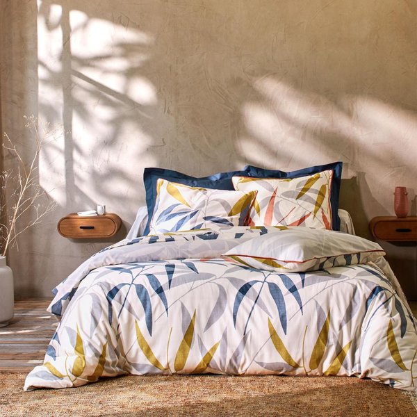 Housse De Couette En Percale De Coton RéVersible Mexicaine - Blanc Cassé-image