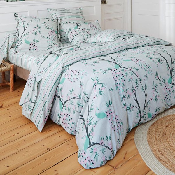 Housse De Couette,Motif Paons Et Feuillage Parade Nuptiale Multicolore-image
