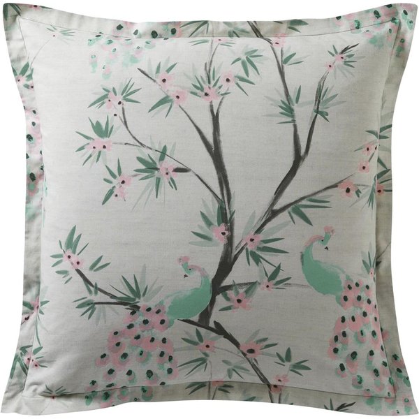 Taie D'oreiller Volant Motif Paons Et Feuillage Parade Nuptiale Multicolore-image
