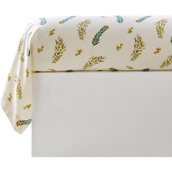 Taie De Traversin En Coton Motif Feuillage Beige Pauline 43X185 Cm-image
