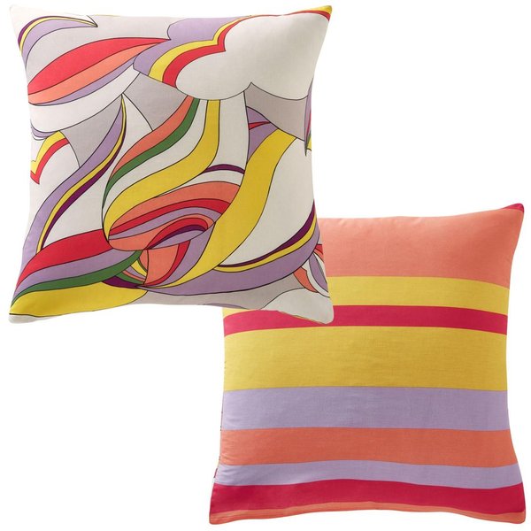 Taie D'oreiller Coton Multicolore RéVersible Motif Graphique - Collection Revival Palms-image
