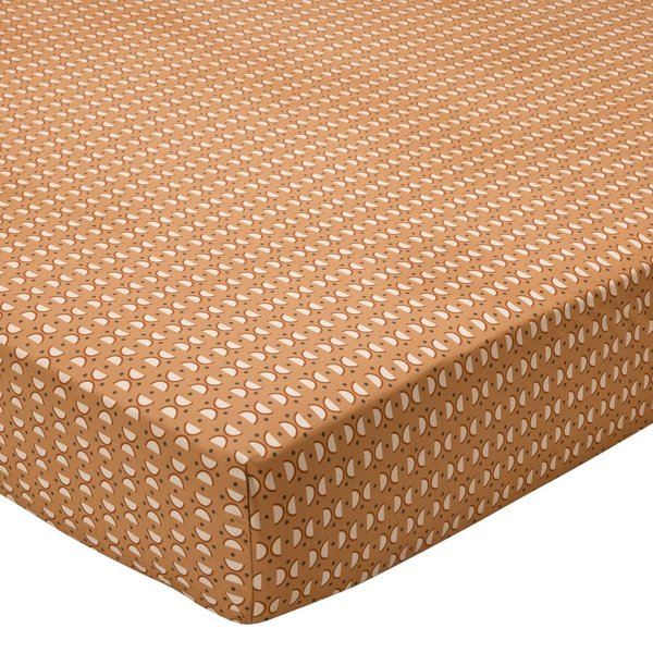 Drap Housse Percale De Coton Jaune Ocre Motif Graphique éCru - Romeo-image