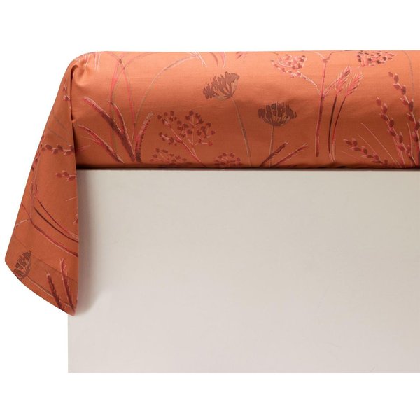 Taie De Traversin Percale De Coton Terracotta Motif VéGéTal - Collection Souffle De Paille-image