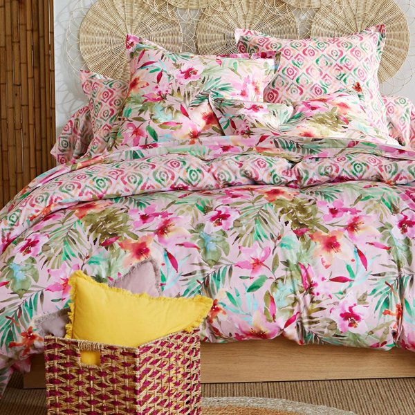 Drap Housse En Coton Vibrante Motif Fleurs Exotiques Multicolore-image