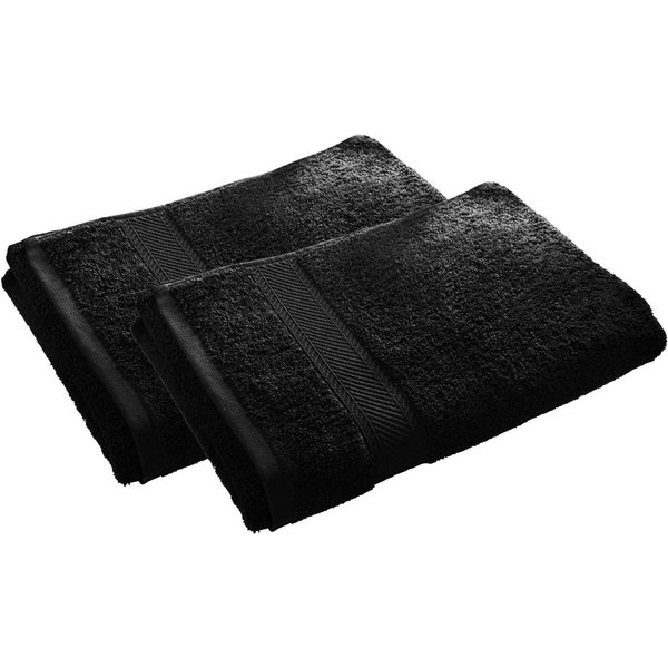 Lot De 2 Serviettes De Toilette Coton PréLavé 420 G/M² Claire - Noir-image