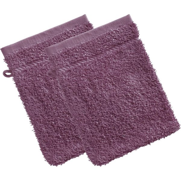 Lot De 2 Gants De Toilette Coton PréLavé 420 G/M² Claire - Violet Prune-image
