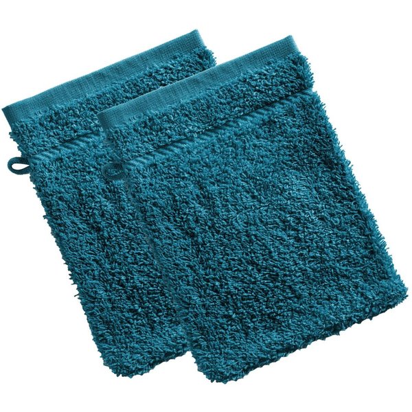 Lot De 2 Gants De Toilette Coton PréLavé 420 G/M² Claire - Bleu Canard-image