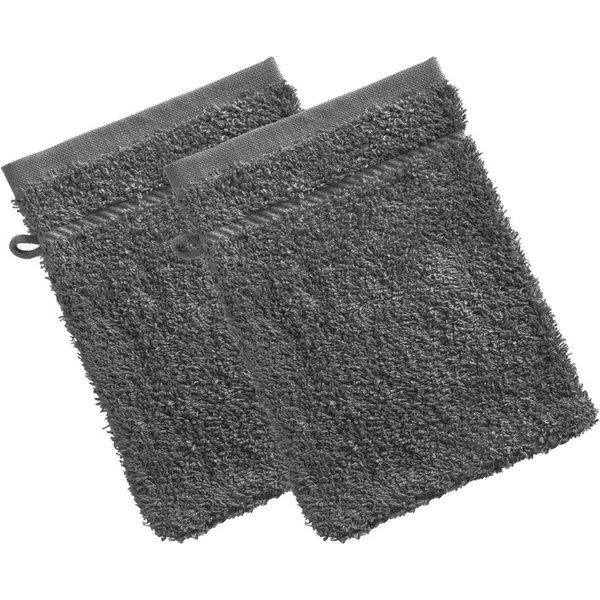 Lot De 2 Gants De Toilette Coton PréLavé 420 G/M² Claire - Gris Foncé-image