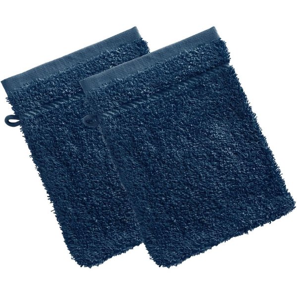 Lot De 2 Gants De Toilette Coton PréLavé 420 G/M² Claire - Bleu Marine-image