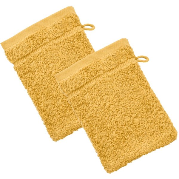 Lot De 2 Gants De Toilette Coton PréLavé 420 G/M² Claire - Jaune Miel-image