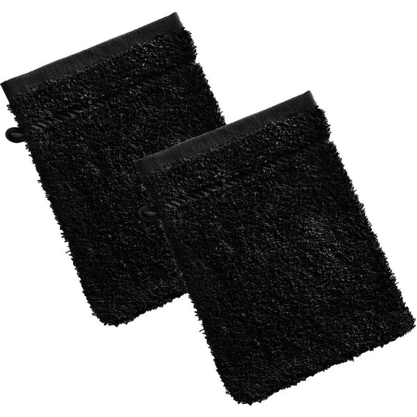 Lot De 2 Gants De Toilette Coton PréLavé 420 G/M² Claire - Noir-image