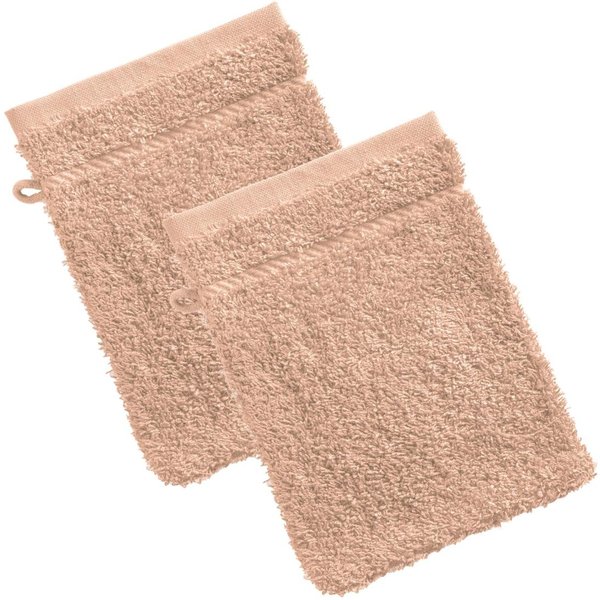 Lot De 2 Gants De Toilette Coton PréLavé 420 G/M² Claire - Rose Nude-image