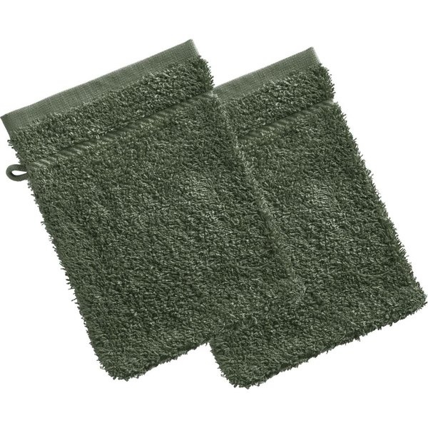 Lot De 2 Gants De Toilette Coton PréLavé 420 G/M² Claire - Vert Olive-image