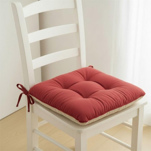 Lot De 2 Galettes De Chaise CarréEs RéVersibles Beige Et Terracotta Unies - Nata-image