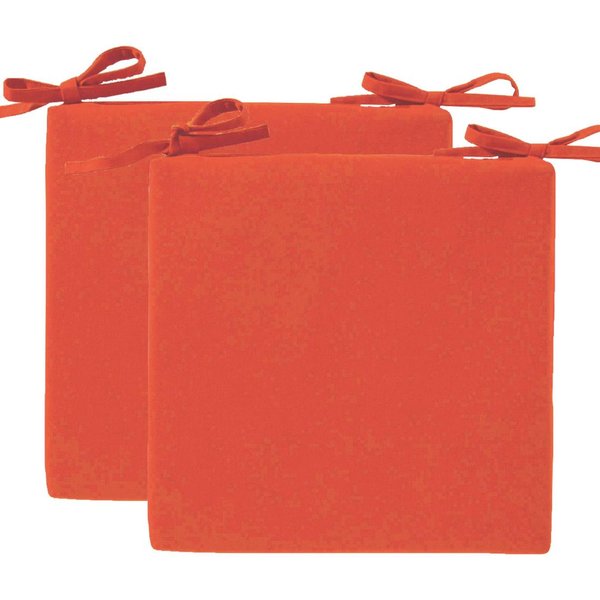 Lot De 2 Galettes Chaise Enduite Ga.Pango CarréE SpéCial ExtéRieur-Orange Corail-image