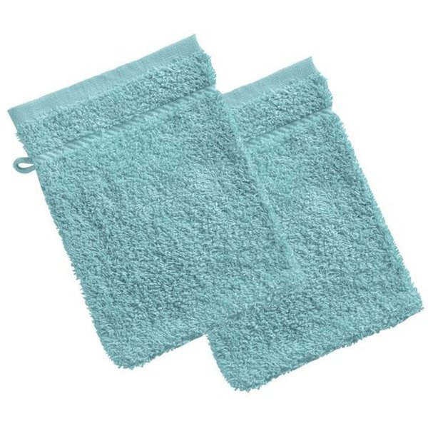 Lot De 2 Gants De Toilette Coton PréLavé 420 G/M² Claire - Bleu Aqua-image