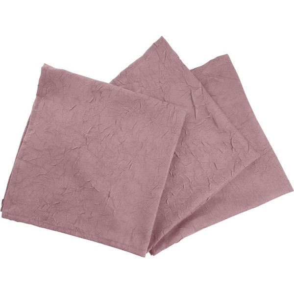 Lot De 3 Serviettes De Table En Polyester Vieux Rose Effet Froissé - Fontana-image