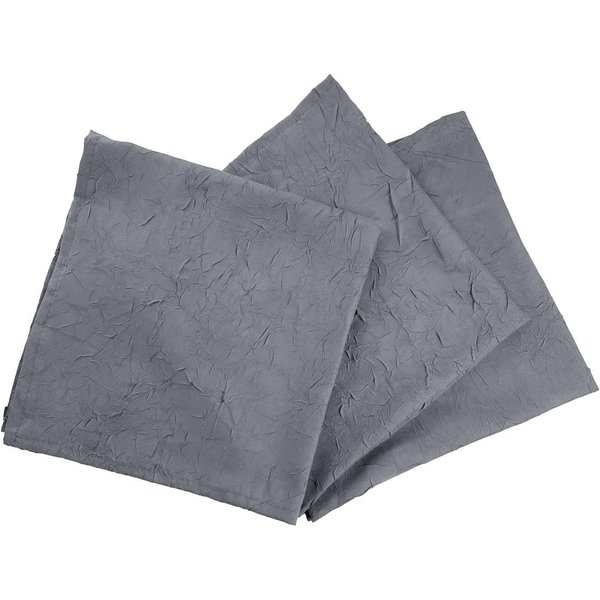 Lot De 3 Serviettes De Table En Polyester Gris Plomb Effet Froissé - Fontana-image