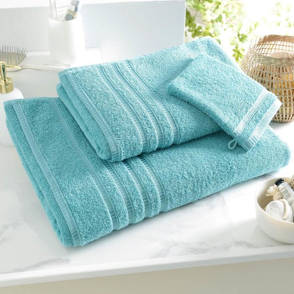 Drap De Bain Et Serviette De Toilette Bleu Aqua Uni - Bandesechelle-image