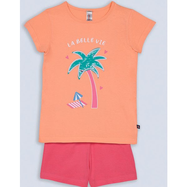 Ensemble Pyjama Short Haut Imprimé Devant Et Bas Uni PêChe-image