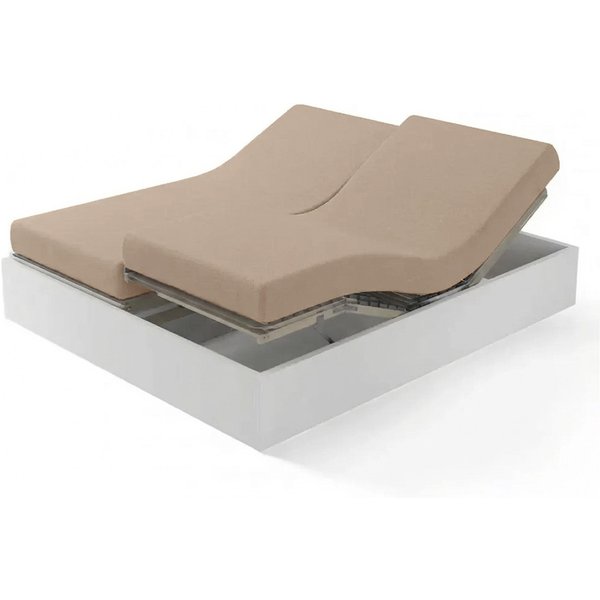Drap-Housse Sommier Articulé Coton Tertio® - Beige - Rosé-image