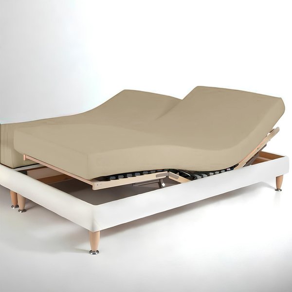 Drap-Housse Sommier Articulé Coton Tertio® - Beige - ÉCru-image
