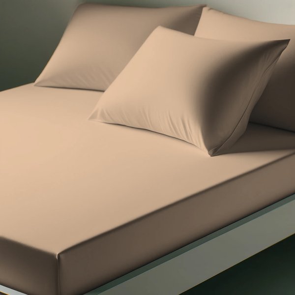 Drap-Housse Percale De Coton Tertio® - Beige - Rosé-image