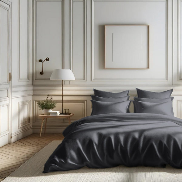 Housse De Couette Percale De Coton Tertio® - Gris - Anthracite-image